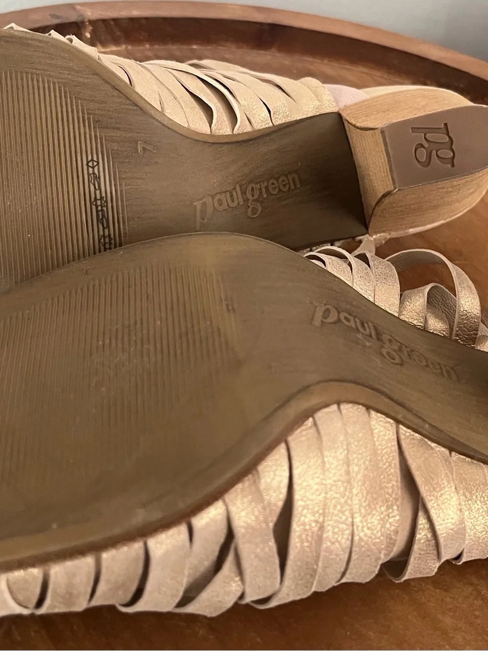 Paul Green Shimmery Nude Woven Slide Mules